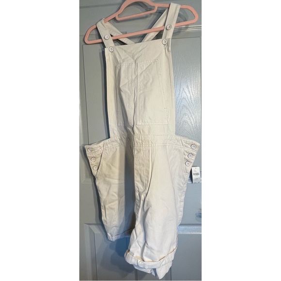 Anthropologie Pilcro Relaxed Short Overalls Ivory NWT Size 16W - Picture 8 of 16
